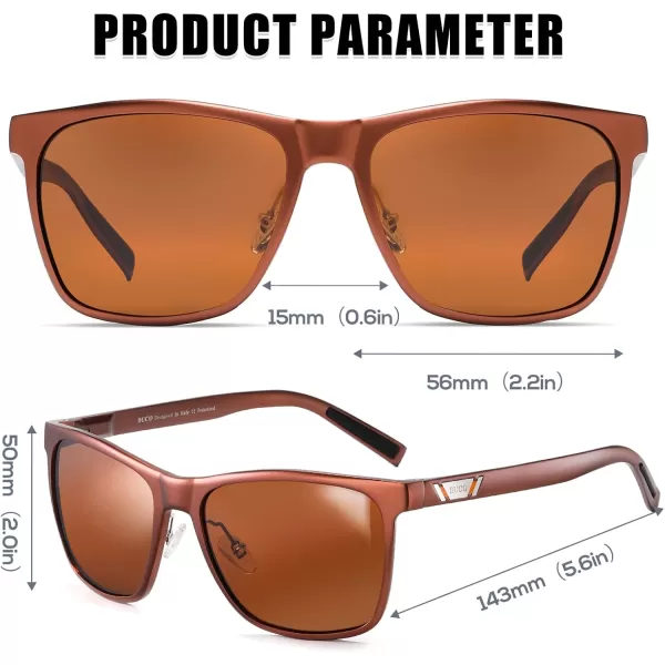 DUCO Mens Sunglasses Polarized UV Protection Retro Rectangular Frame Sun Galsses for Driving Fishing 100 UV Blocking 3029HBrown Frame Brown Lens
