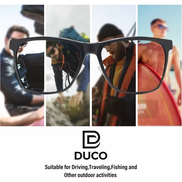 DUCO Mens Sunglasses Polarized UV Protection Retro Rectangular Frame Sun Galsses for Driving Fishing 100 UV Blocking 3029HGray