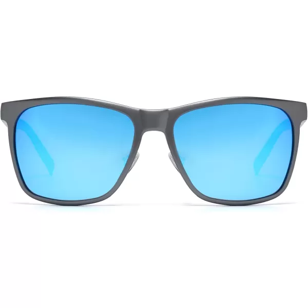 DUCO Mens Sunglasses Polarized UV Protection Retro Rectangular Frame Sun Galsses for Driving Fishing 100 UV Blocking 3029HGunmetal Frame Blue Lens