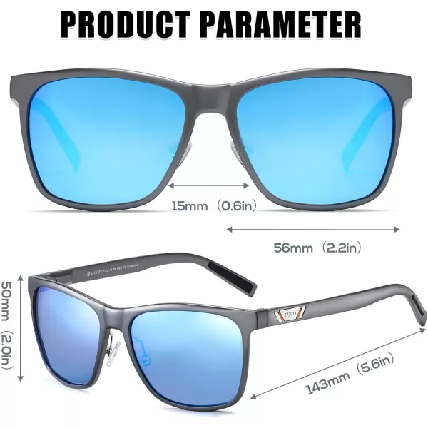 DUCO Mens Sunglasses Polarized UV Protection Retro Rectangular Frame Sun Galsses for Driving Fishing 100 UV Blocking 3029HGunmetal Frame Blue Lens