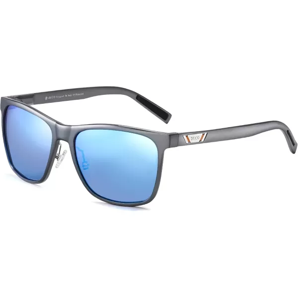 DUCO Mens Sunglasses Polarized UV Protection Retro Rectangular Frame Sun Galsses for Driving Fishing 100 UV Blocking 3029HGunmetal Frame Blue Lens