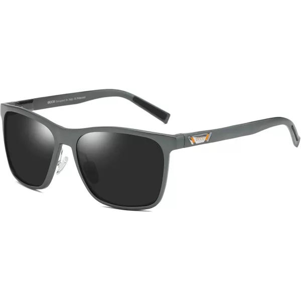 DUCO Mens Sunglasses Polarized UV Protection Retro Rectangular Frame Sun Galsses for Driving Fishing 100 UV Blocking 3029HGunmetal Frame Gray Lens