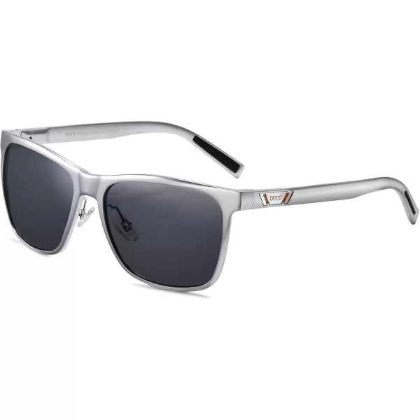 DUCO Mens Sunglasses Polarized UV Protection Retro Rectangular Frame Sun Galsses for Driving Fishing 100 UV Blocking 3029HSilver Frame Grey Lens