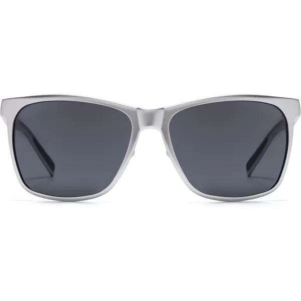 DUCO Mens Sunglasses Polarized UV Protection Retro Rectangular Frame Sun Galsses for Driving Fishing 100 UV Blocking 3029HSilver Frame Grey Lens