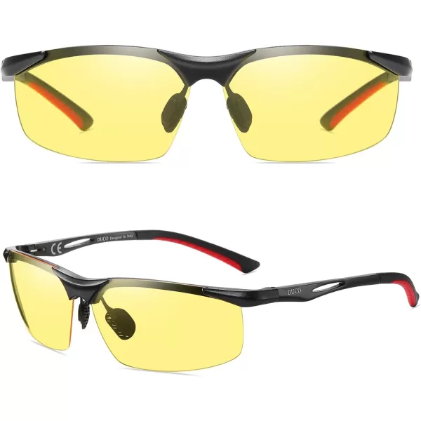 DUCO Nightvision Glasses Antiglare Night Driving Eyewear Polarized Glasses 2181YBlack Frame Yellow Lens
