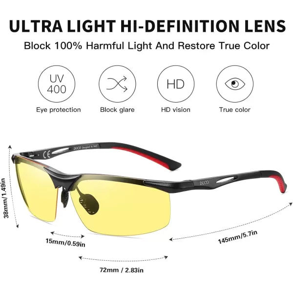 DUCO Nightvision Glasses Antiglare Night Driving Eyewear Polarized Glasses 2181YBlack Frame Yellow Lens