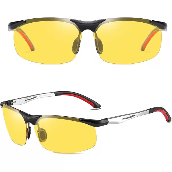 DUCO Nightvision Glasses Antiglare Night Driving Eyewear Polarized Glasses 2181YSliver Frame Yellow Lens