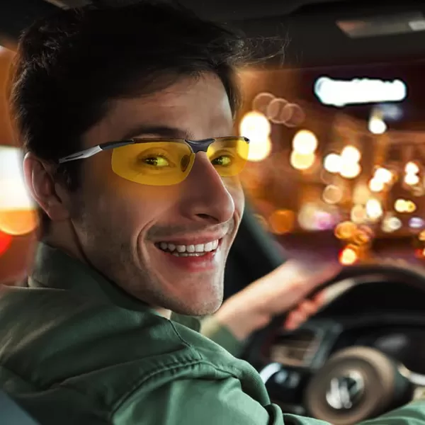 DUCO Nightvision Glasses Antiglare Night Driving Eyewear Polarized Glasses 2181YSliver Frame Yellow Lens