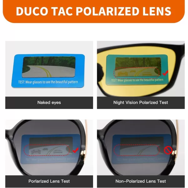 DUCO Nightvision Glasses Polarized Night Driving Mens Shooting GlassesA Black Frame Yellow Lens