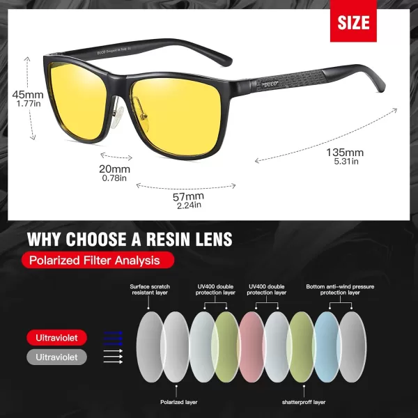 DUCO Nightvision Glasses Polarized Night Driving Mens Shooting GlassesC Black Frame Yellow Lens