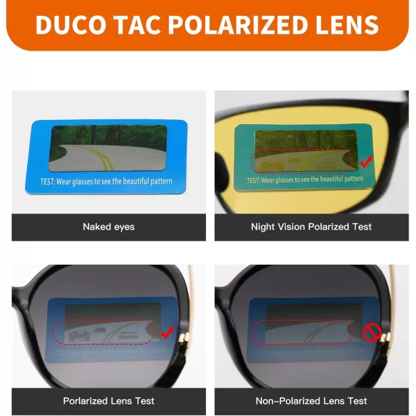 DUCO Nightvision Glasses Polarized Night Driving Mens Shooting GlassesSilver Frame Yellow Lens