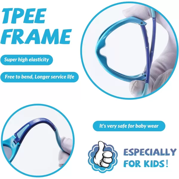 DUCO Polarized Baby Sunglasses with Strap for Newborn Toddler 024 MonthsUV Protection Flexible Infant Sunglasses 02 YearsBlue