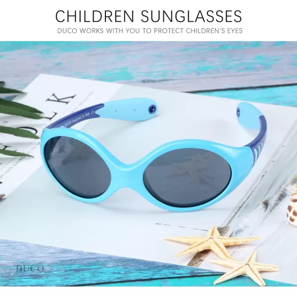 DUCO Polarized Baby Sunglasses with Strap for Newborn Toddler 024 MonthsUV Protection Flexible Infant Sunglasses 02 YearsBlue