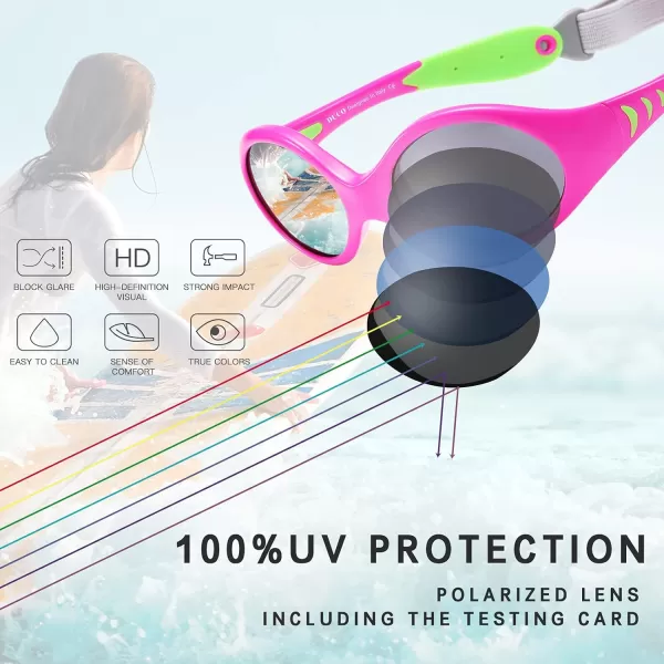 DUCO Polarized Baby Sunglasses with Strap for Newborn Toddler 024 MonthsUV Protection Flexible Infant Sunglasses 02 YearsGreen