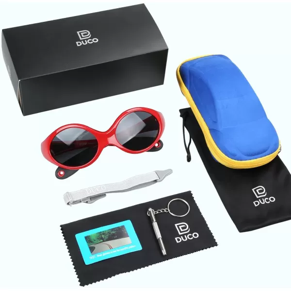DUCO Polarized Baby Sunglasses with Strap for Newborn Toddler 024 MonthsUV Protection Flexible Infant Sunglasses 02 YearsRed