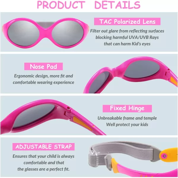 DUCO Polarized Baby Sunglasses with Strap for Newborn Toddler 024 MonthsUV Protection Flexible Infant Sunglasses 02 YearsYellow