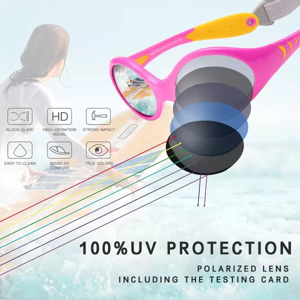 DUCO Polarized Baby Sunglasses with Strap for Newborn Toddler 024 MonthsUV Protection Flexible Infant Sunglasses 02 YearsYellow