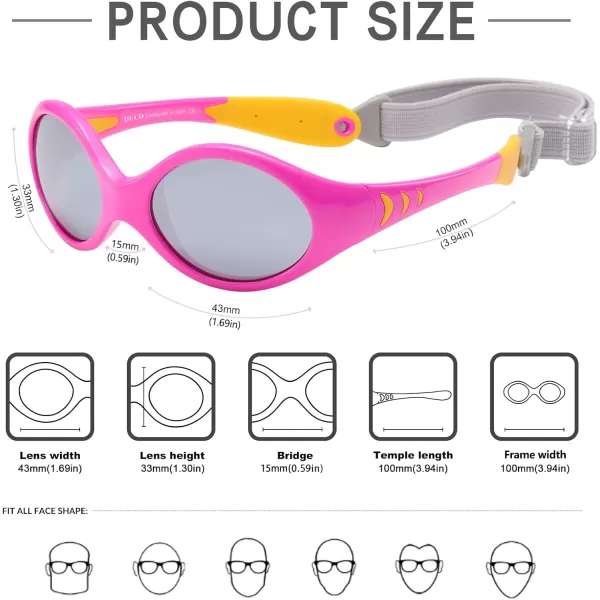 DUCO Polarized Baby Sunglasses with Strap for Newborn Toddler 024 MonthsUV Protection Flexible Infant Sunglasses 02 YearsYellow