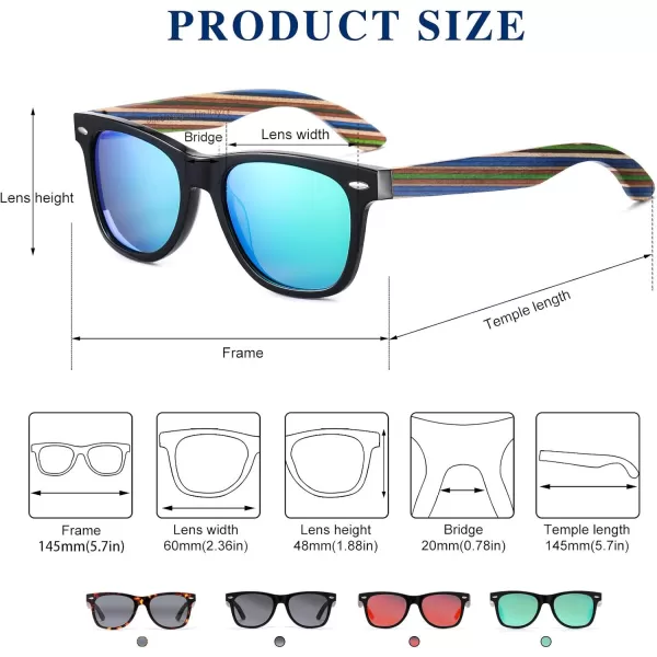 DUCO Polarized Driving Handmade Walnut Wooden 100 UV 400 Protection Sunglasses for Men 2141Black Frame Revo Green Lens