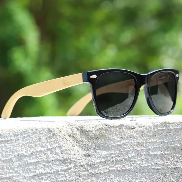 DUCO Polarized Driving Handmade Walnut Wooden 100 UV 400 Protection Sunglasses for Men 2141Grey Lens Bamboo Temple