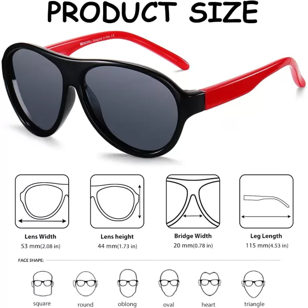 DUCO Polarized Kids Aviator Sunglasses for Boys Girls Flexible Toddler Shades UV Protection Age 35 K011Black Frame