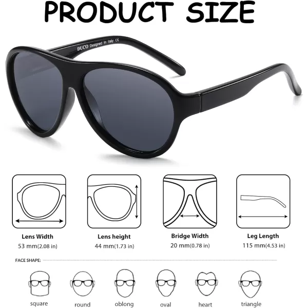 DUCO Polarized Kids Aviator Sunglasses for Boys Girls Flexible Toddler Shades UV Protection Age 35 K011Blake