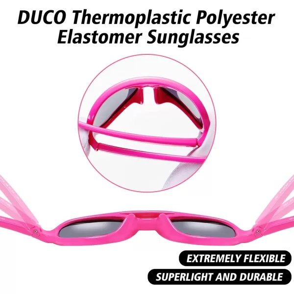 DUCO Polarized Kids Aviator Sunglasses for Boys Girls Flexible Toddler Shades UV Protection Age 35 K011Pink