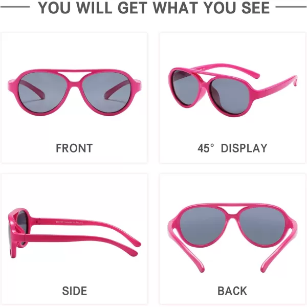 DUCO Polarized Kids Aviator Sunglasses for Boys Girls Flexible Toddler Shades UV Protection Age 35 K011Pink