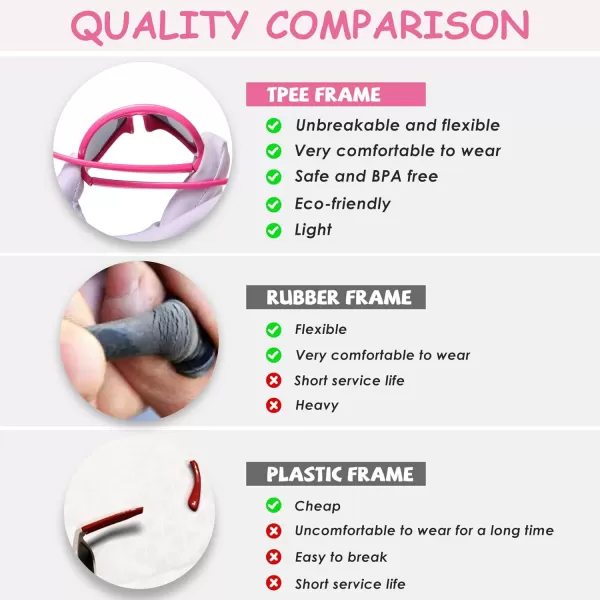 DUCO Polarized Kids Aviator Sunglasses for Boys Girls Flexible Toddler Shades UV Protection Age 35 K011Pink