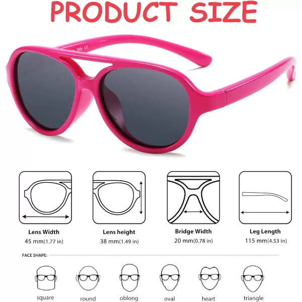 DUCO Polarized Kids Aviator Sunglasses for Boys Girls Flexible Toddler Shades UV Protection Age 35 K011Pink
