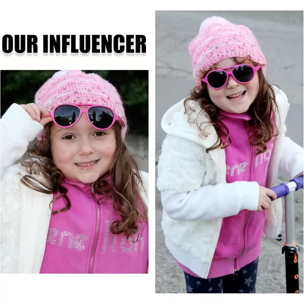 DUCO Polarized Kids Aviator Sunglasses for Boys Girls Flexible Toddler Shades UV Protection Age 35 K011Pink