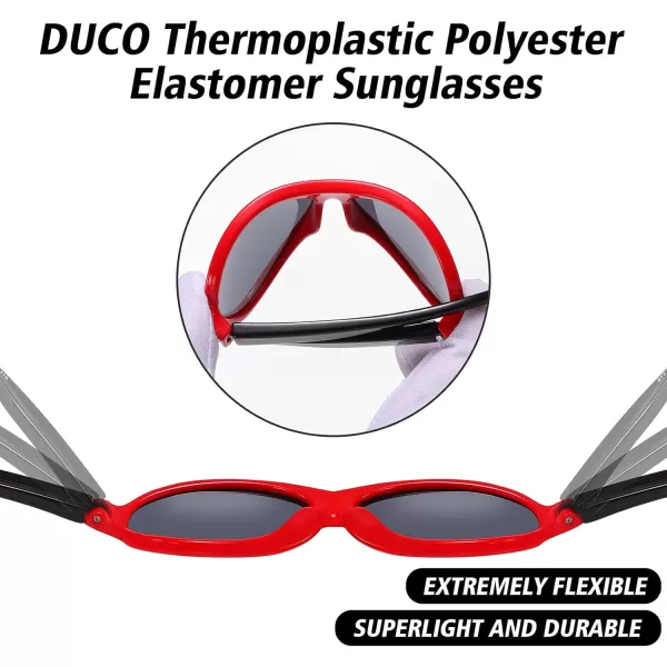 DUCO Polarized Kids Aviator Sunglasses for Boys Girls Flexible Toddler Shades UV Protection Age 35 K011Red Frame