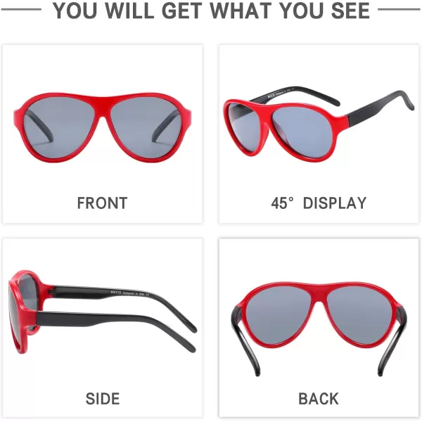 DUCO Polarized Kids Aviator Sunglasses for Boys Girls Flexible Toddler Shades UV Protection Age 35 K011Red Frame
