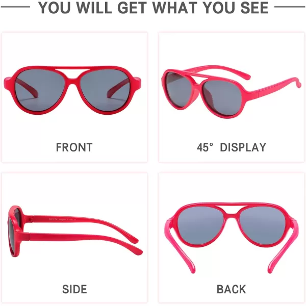 DUCO Polarized Kids Aviator Sunglasses for Boys Girls Flexible Toddler Shades UV Protection Age 35 K011Rose