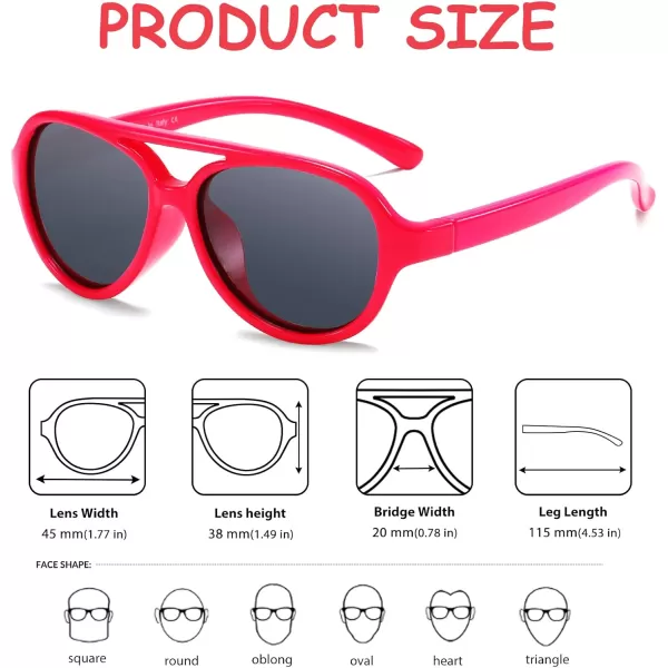 DUCO Polarized Kids Aviator Sunglasses for Boys Girls Flexible Toddler Shades UV Protection Age 35 K011Rose