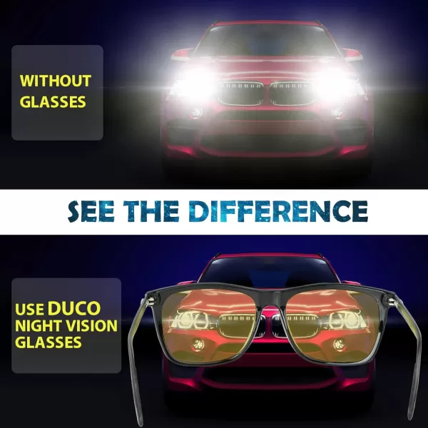 DUCO Polarized Night Vision Glasses for Men and Women Yellow Safety Driving Glasses with UV Protection and Anti GlareBlack
