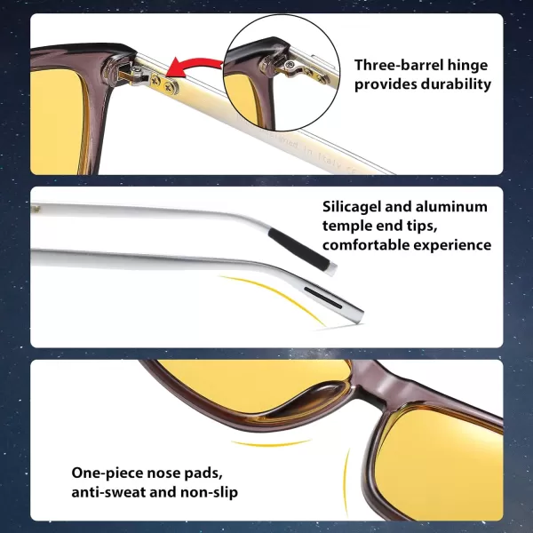 DUCO Polarized Night Vision Glasses for Men and Women Yellow Safety Driving Glasses with UV Protection and Anti GlareGrey