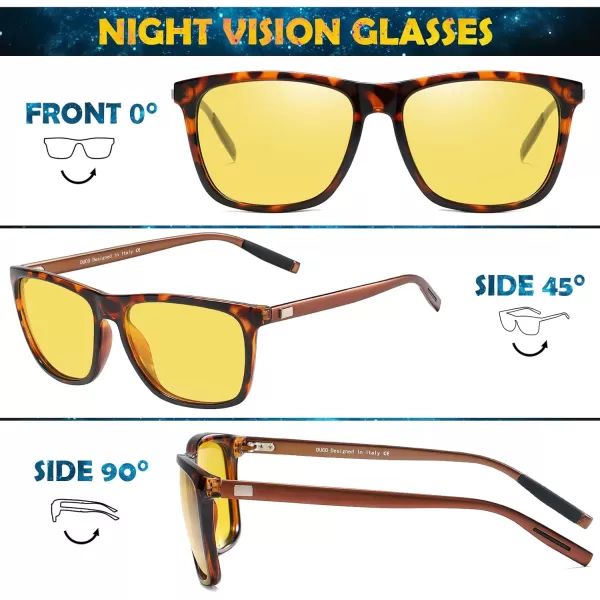 DUCO Polarized Night Vision Glasses for Men and Women Yellow Safety Driving Glasses with UV Protection and Anti GlareTortoise