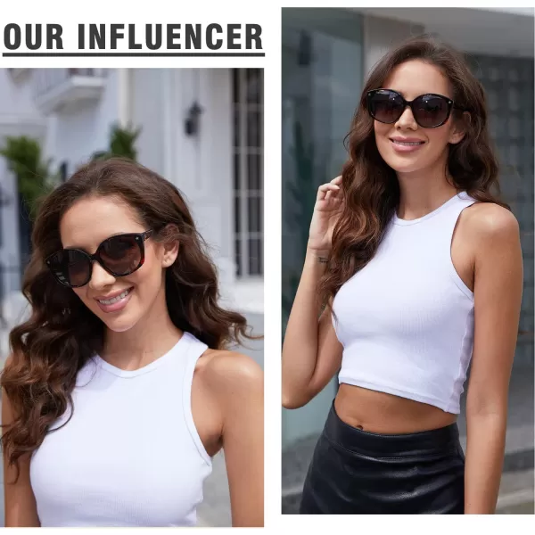 DUCO Polarized Oversized Sunglasses for Women Trendy Round Designer Sun Glasses Big Shades UV400 Protection DC1106Tortoise Frame Gradient Brown Lens