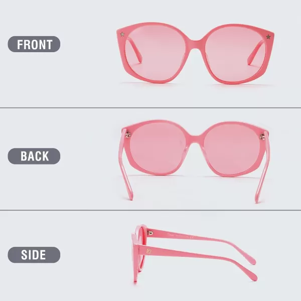 DUCO Polarized Oversized Sunglasses for Women Trendy Round Designer Sun Glasses Big Shades UV400 Protection DC1106Transparent Pink Frame Pink Lens