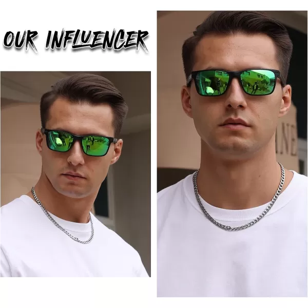 DUCO Polarized Sunglasses for Men Vintage Aluminum Frame Retro Sports Sun Glasses Driving Shades 100 UV Protection 8207Black Frame Revo Green Lens