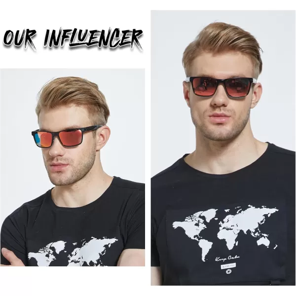 DUCO Polarized Sunglasses for Men Vintage Aluminum Frame Retro Sports Sun Glasses Driving Shades 100 UV Protection 8207Black Frame Revo Red Lens