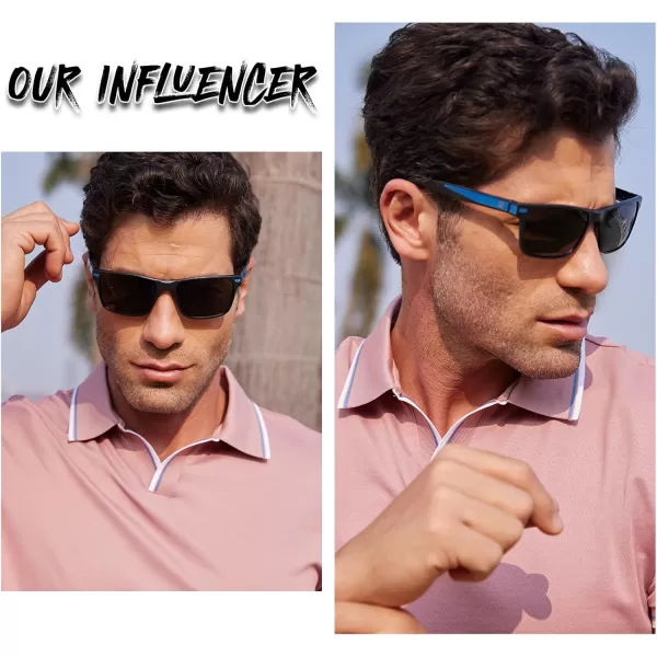 DUCO Polarized Sunglasses for Men Vintage Aluminum Frame Retro Sports Sun Glasses Driving Shades 100 UV Protection 8207Dark Blue Frame Grey Lens