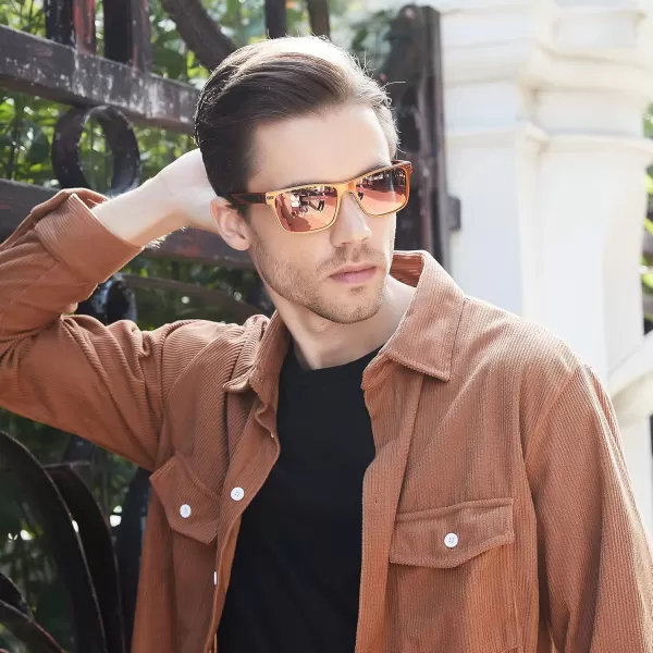 DUCO Polarized Sunglasses for Men Vintage Aluminum Frame Retro Sports Sun Glasses Driving Shades 100 UV Protection 8207Orange Frame Revo Red Lens