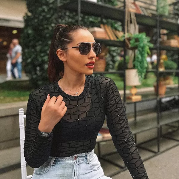 DUCO Retro Aviator Sunglasses for Mens Womens SemiRimless NonPolarized Trendy Sun Glasses Metal Frame for Driving DC3035Black Frame Grey Lens