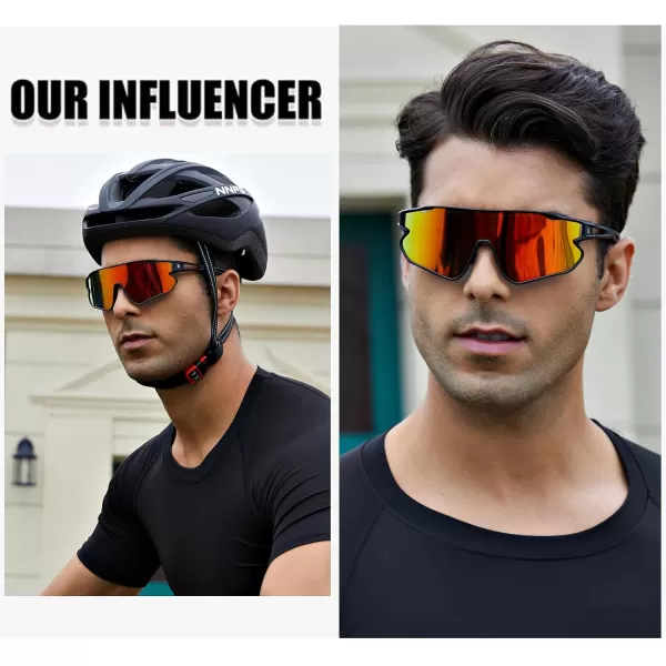 DUCO Sports Polarized Sunglasses for Men Women Running Sunglasses Fishing Cycling Baseball Glasses UV400 Protection DC0023Black Frame Black Temple Revo Orange Lens