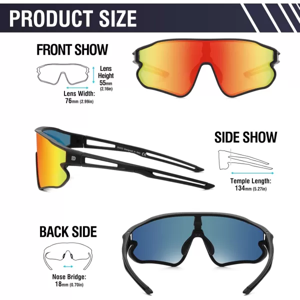 DUCO Sports Polarized Sunglasses for Men Women Running Sunglasses Fishing Cycling Baseball Glasses UV400 Protection DC0023Black Frame Black Temple Revo Orange Lens