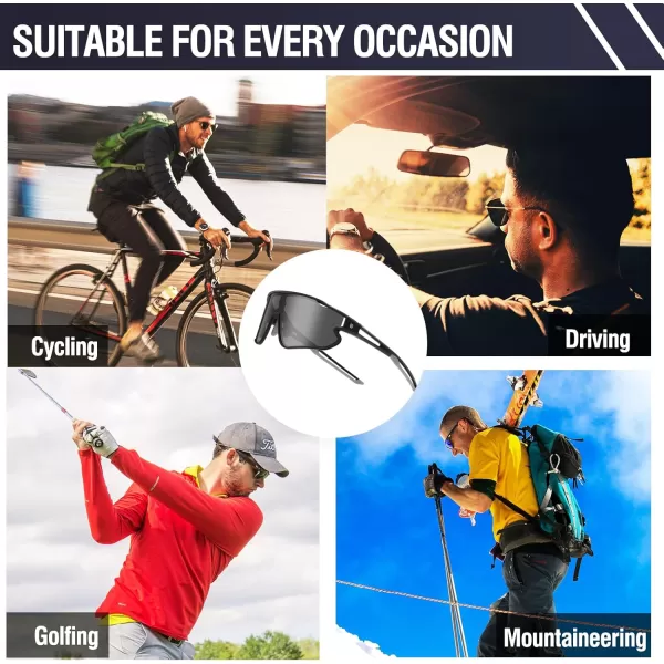 DUCO Sports Polarized Sunglasses for Men Women Running Sunglasses Fishing Cycling Baseball Glasses UV400 Protection DC0023Black Frame Gray Temple Gray Lens