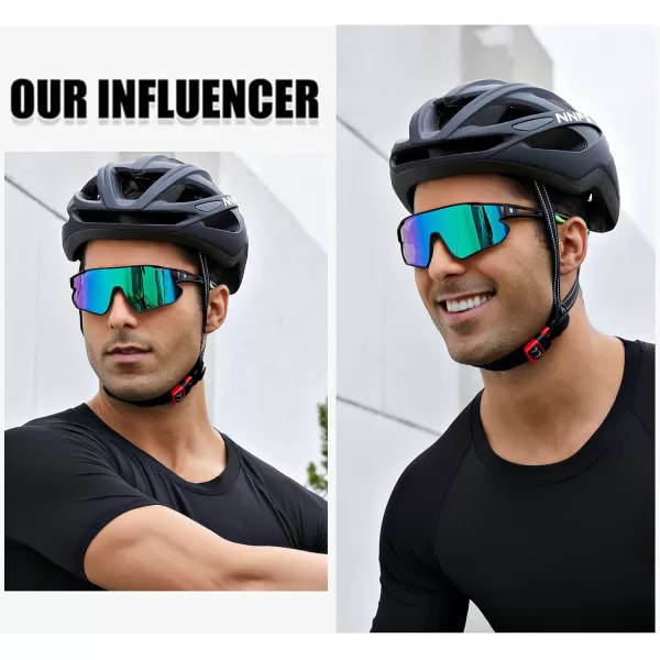 DUCO Sports Polarized Sunglasses for Men Women Running Sunglasses Fishing Cycling Baseball Glasses UV400 Protection DC0023Black Frame Green Temple Revo Green Lens