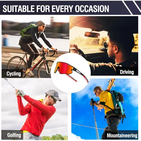 DUCO Sports Polarized Sunglasses for Men Women Running Sunglasses Fishing Cycling Baseball Glasses UV400 Protection DC0023Black Frame Red Temple Revo Red Lens
